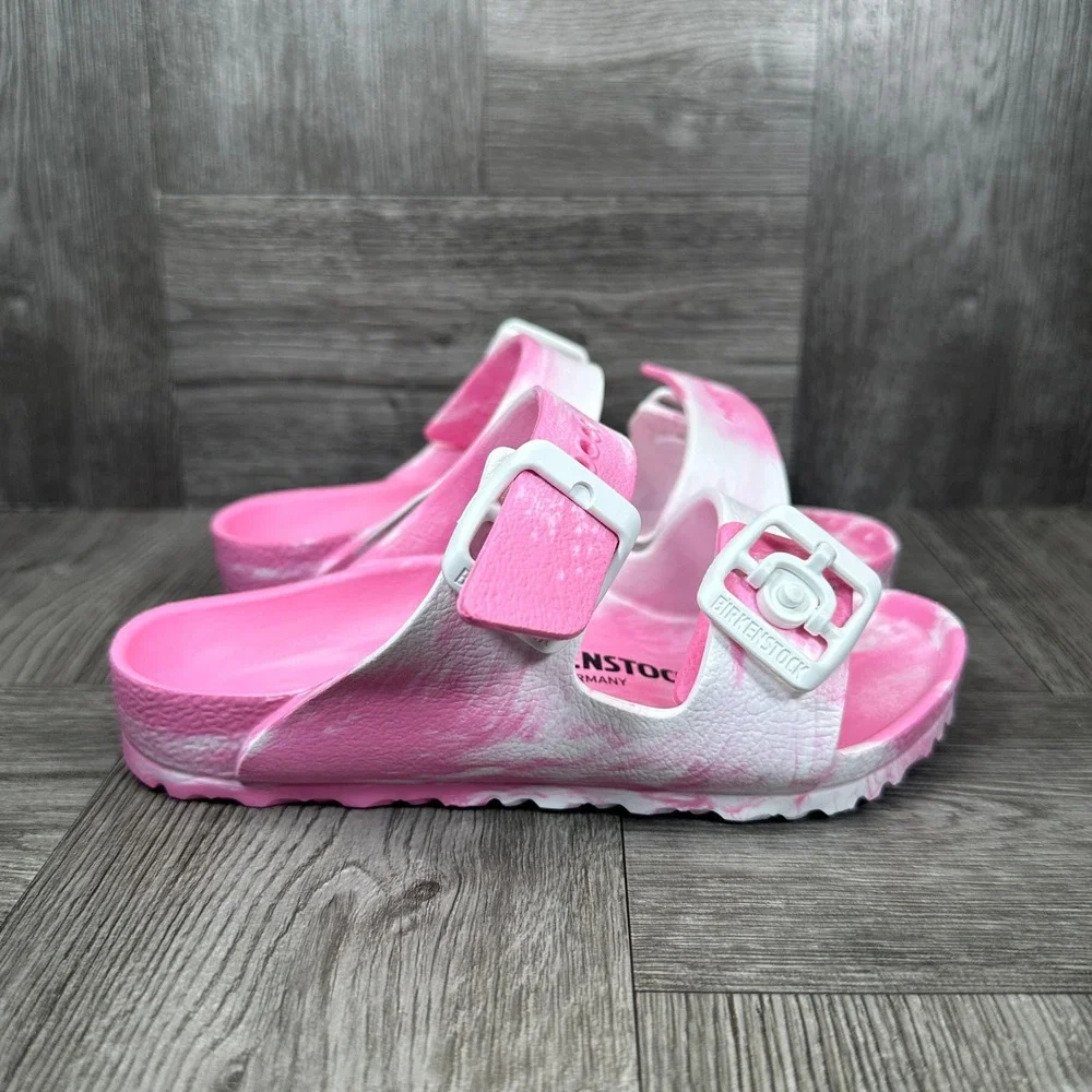 Birkenstock Arizona Sandals Kids 8 Pink White Marble EVA NEW